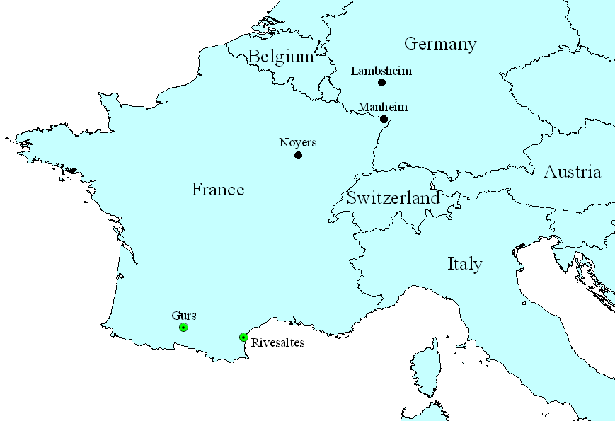 Map showing locations in interview