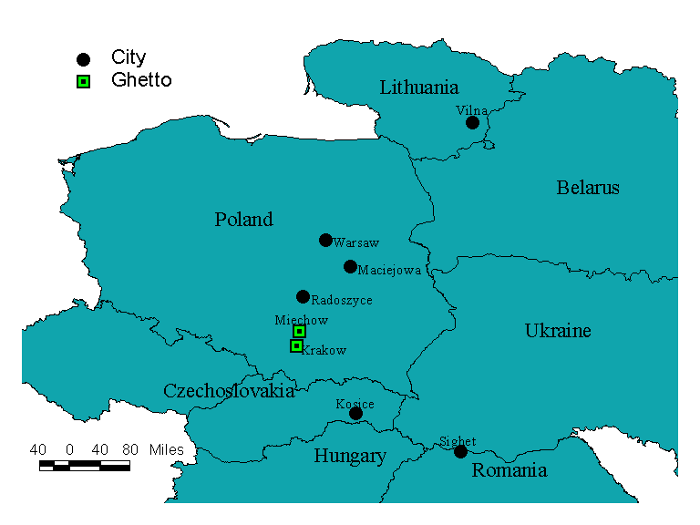 Map showing locations in interview